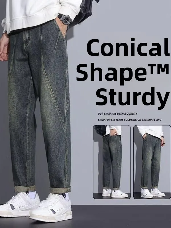 Plones vaqueros Retro americanos de gama alta para hombre, ropa de trabajo informal de pierna recta, plones largos ve...