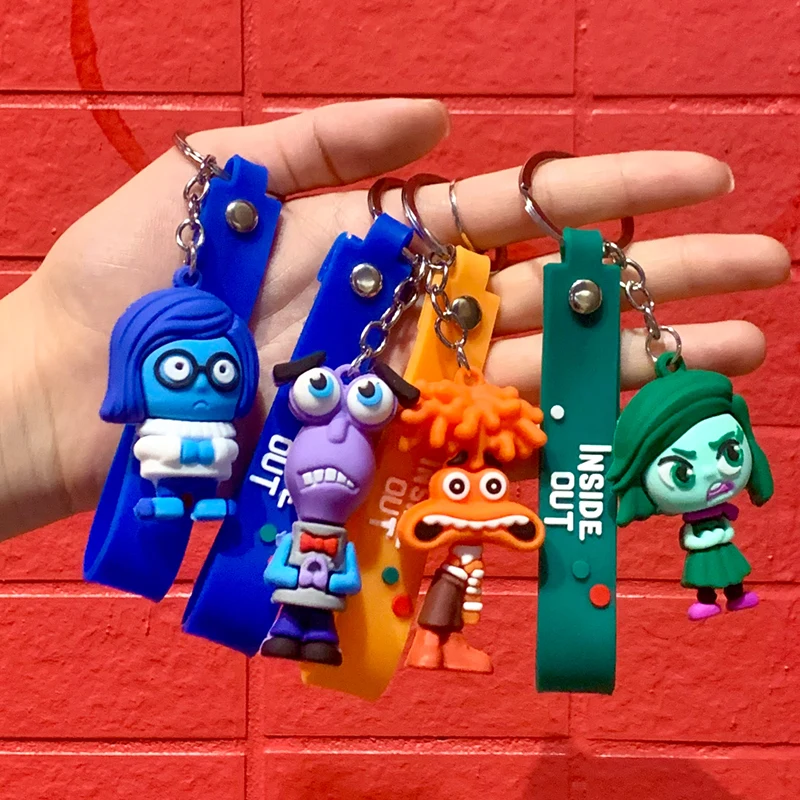 Inside Out Figure Toys Disney Anime Keychain Inside Out Pendant Keychain Angel Keychains Intensa Mente Car Keyring for Gifts