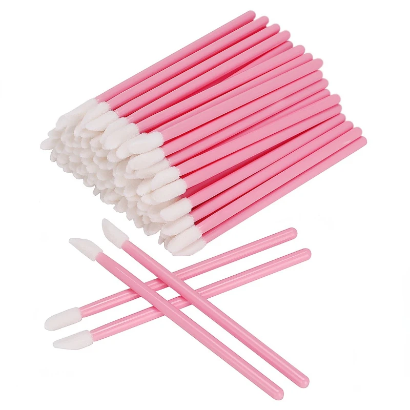 CNKESS 100pcs Disposable Makeup Lip Brush Lipstick Mascara Wands Applicators Eyelash Eyeshadow Lip Gloss Brushes Cosmetic Tools