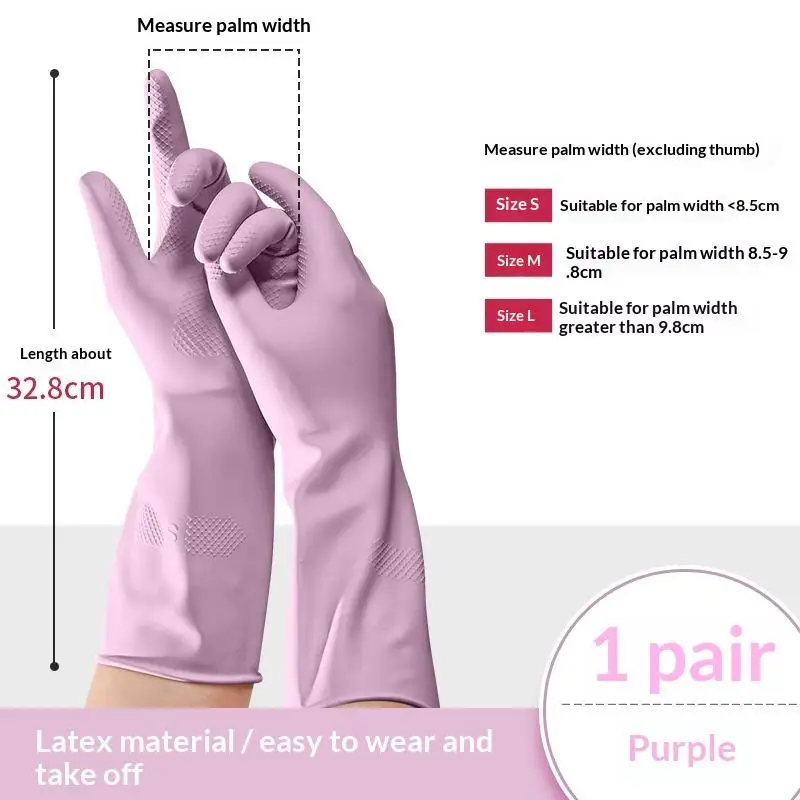 1 Paar Latex-Geschirrspülhandschuhe, mit rutschfestem Griff, wasserabweisender, wiederverwendbarer Gummihandschuh, für die Reinigung von Küche und Bad – Detail 13