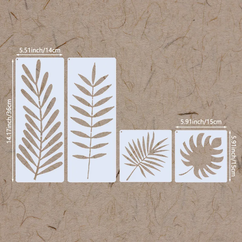 Imagem -02 - Tropical Plant Leaves Stencils Camada Faça Você Mesmo Pintura de Parede Scrapbook Coloring Embossing Album Modelo Decorativo 12 Pcs por Lote