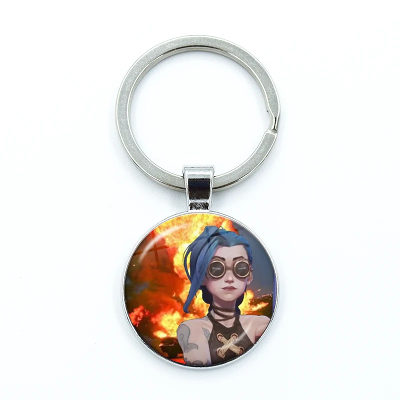 Game League of Legendes LOL Arcane Jinx Soft Runaway Loli Glass Pendant Keychain Gamer Collect Friends Gifts