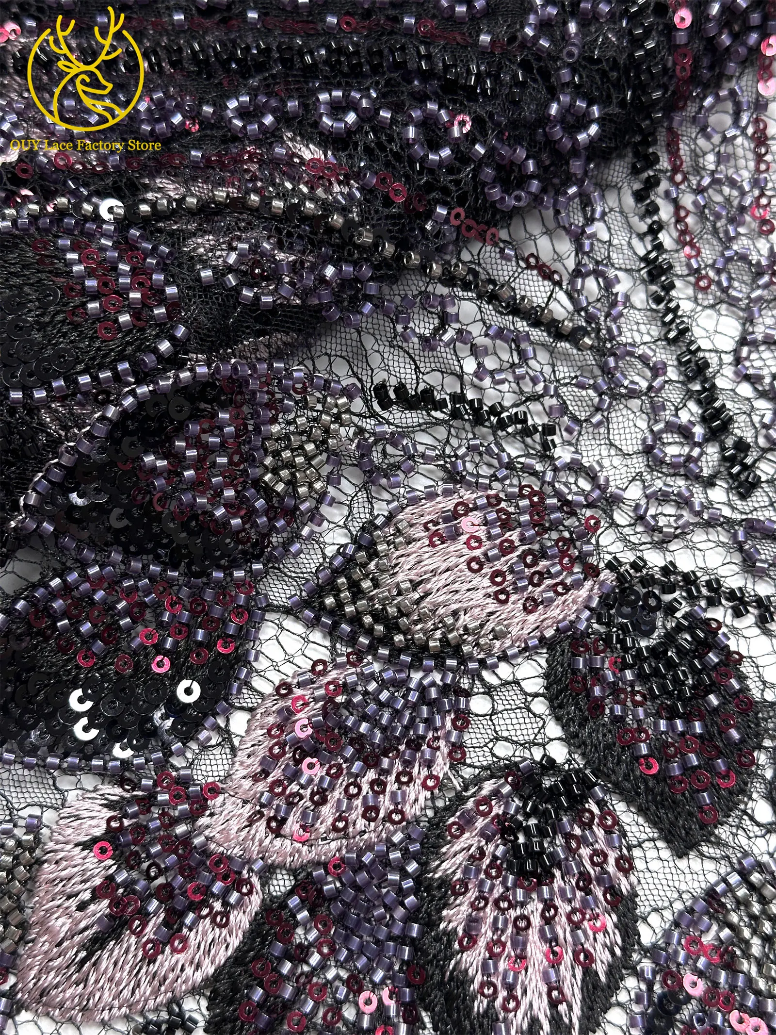 Nigerianischer Spitzenstoff im neuen Stil mit 3D-Stickerei, 5 Yards, eleganter afrikanischer Spitzenstoff mit Perlen und Pailletten für Brautkleider und Hochzeitskleider zum Nähen – Detail 21