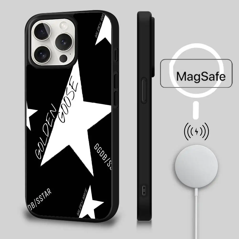 Epc العثور على GOLDEN GOOSE جراب هاتف مغناطيسي قوي لهاتف آيفون 16 15 14 13 Pro Max 11 12 Mini لـ Magsafe