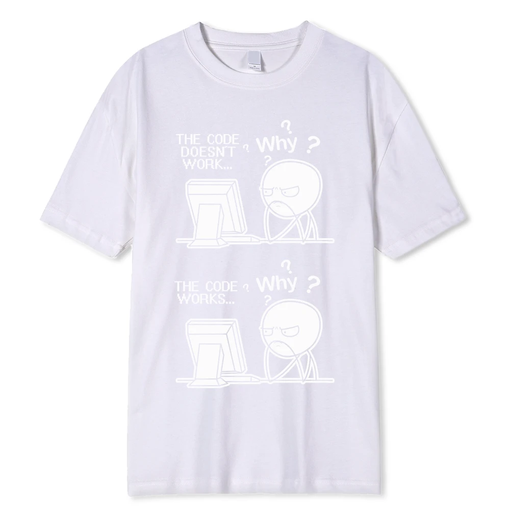تي شيرت صيفي رمز مبرمج ممتع إبداعي يعمل لماذا تي شيرت مطبوع غير رسمي Camiseta Hombre Linux موضة الشارع تي شيرت