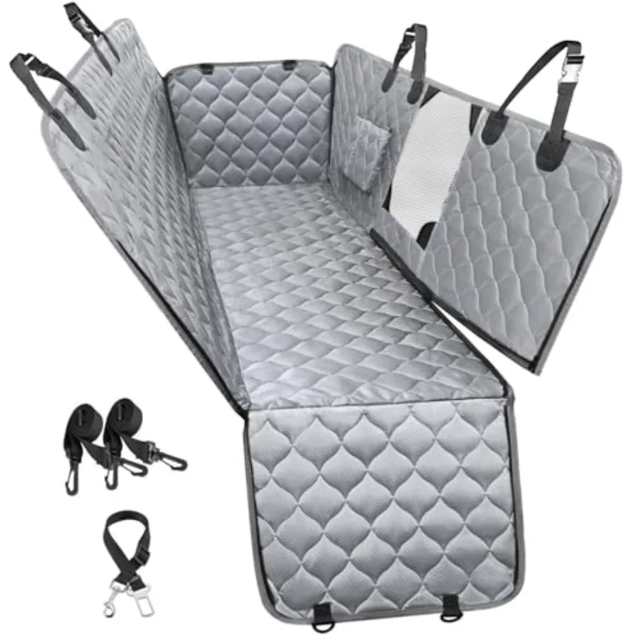 

Dog Car Seat Cover with Mesh Window, 100% Waterproof Pet Seat Cover for Back Seat, Scratchproof Dog Hammock for Cars, Trucks, S