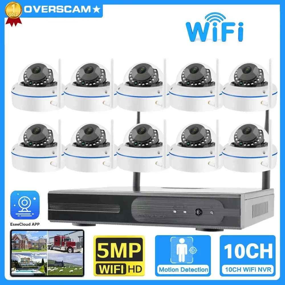 

ESeeCloud APP 10CH IP Camera Wifi NVR Kit CCTV System 5MP Explosion-Proof Wireless Dome Camera Video Surveillance System Set