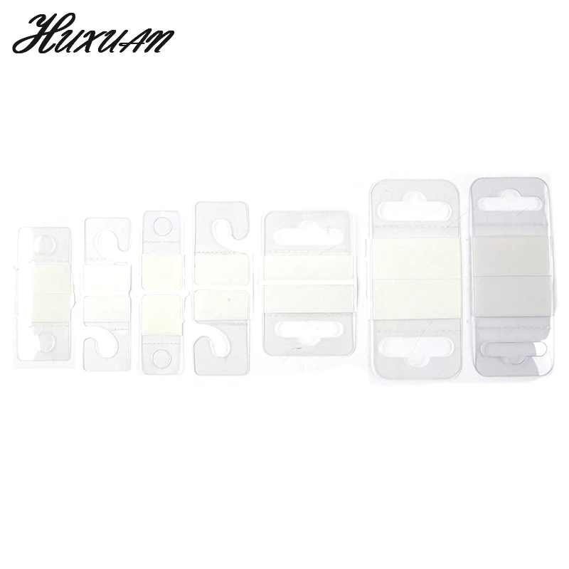 100pcs PVC Slot Hole Adhesive Hang Tabs Tag Hook Merchandise Package Box Bag Peghooks Display