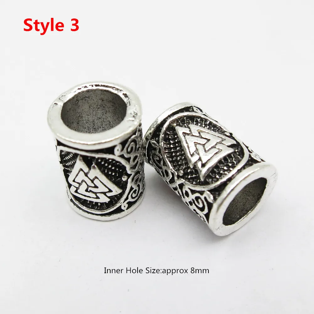 5 stücke/2 stücke großes Loch Rune Metall Wikinger Schmuck Perlen für Haar Bart Dread lock Geflecht Perlen Ringe Rohre Männer Frauen Haarschmuck