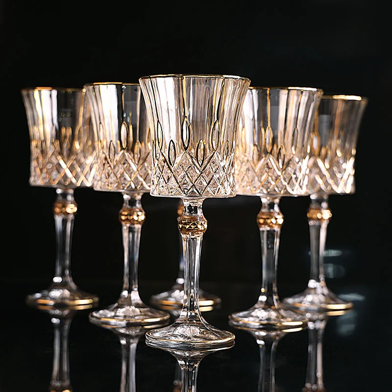 European light luxury gold-painted red wine glass crystal glass goblet high-value home drinking red wine glass