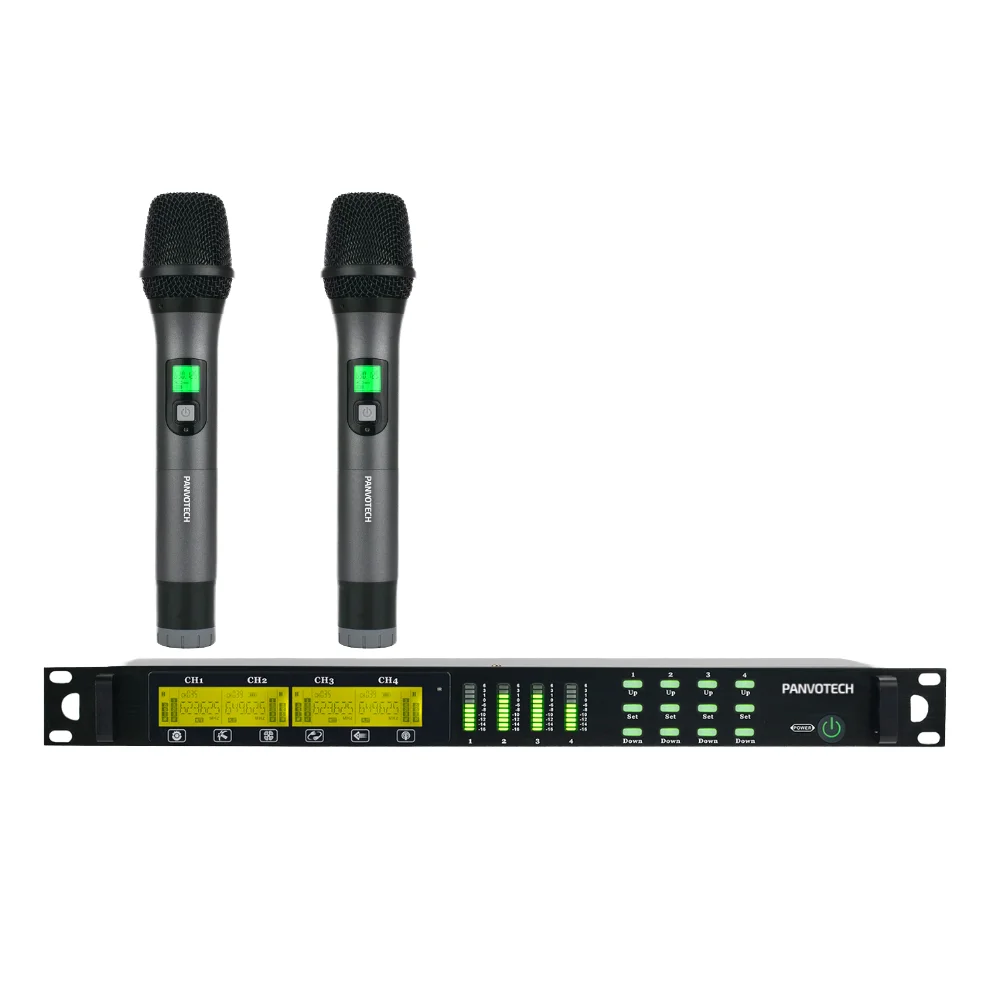 Panvotech Profesional Micrófono Inalámbrico UHF De 4 Canales Microfono Inalambrico Profesional
