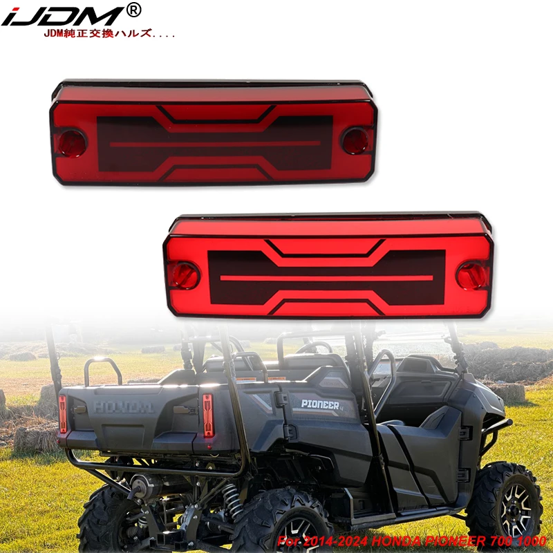 

iJDM Car Red Tail Light Assemblies For Honda Pioneer 520 700 1000 Function as Tail, Brake & Rear Fog Lights 2014-2024