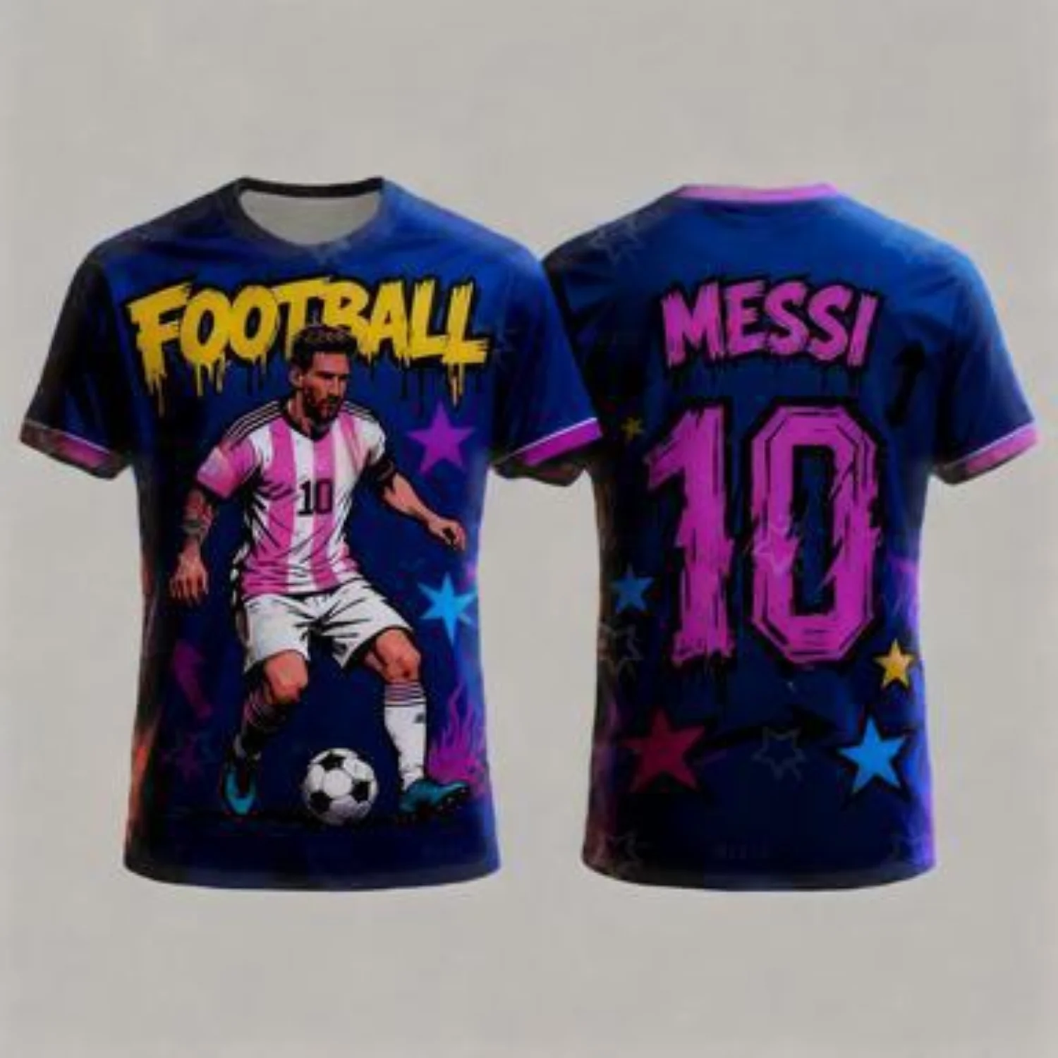 Messi No 10 Jersey Fan Commemorative Jersey Sports Crew Neck T Shirt Cycling Fitness Top Couple Travel Ball Game Outfit