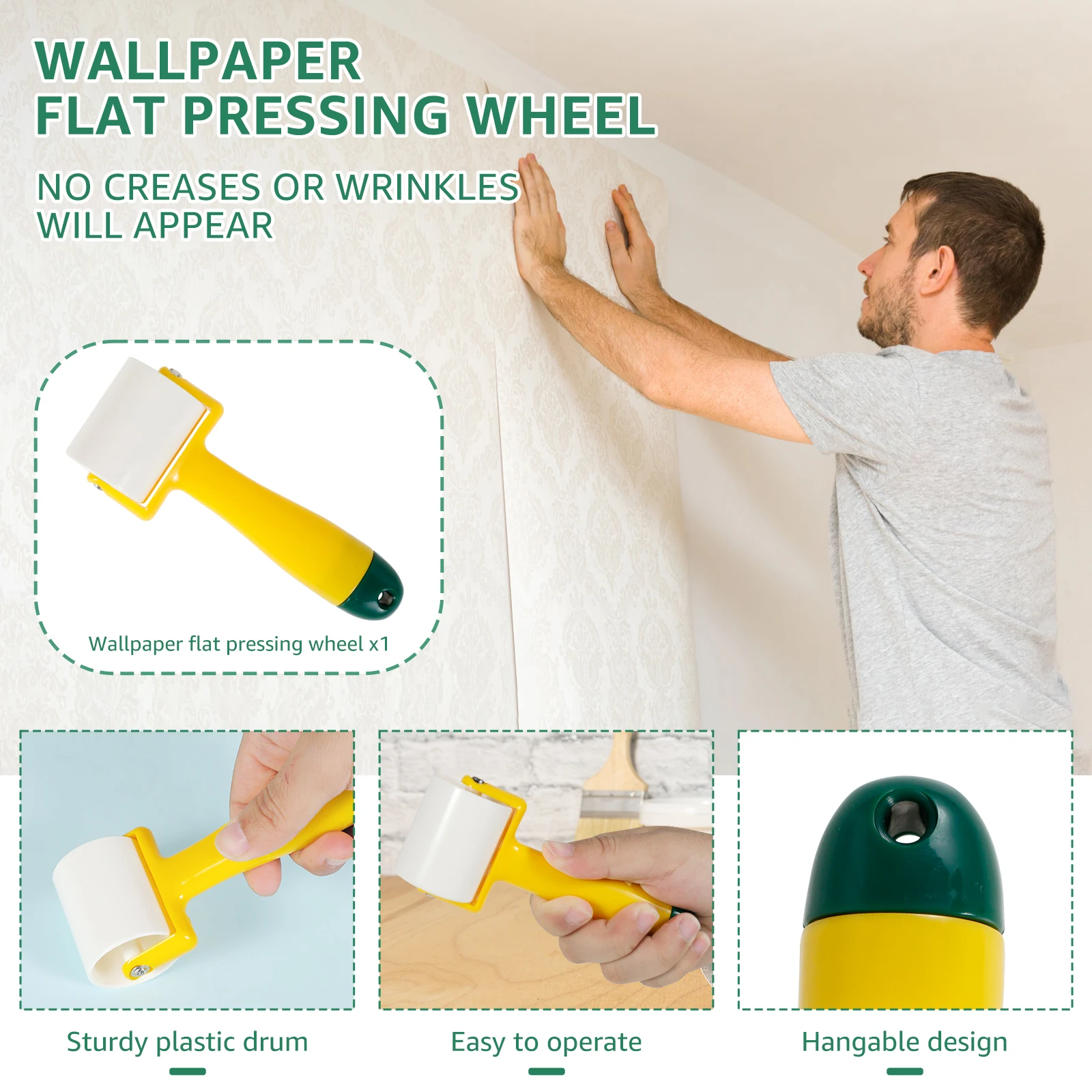 11Pcs Wallpaper Smoothing Tool Kit Reusable Wallpaper Tool Set Flexible Wall Paper Peal and Stick Tool with Seam Roller Tape image 5