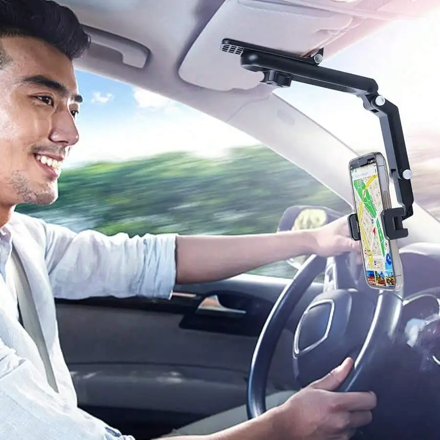 

360 Degree Rotatable Car Sun Visor Phone Holder For iPhone And Universal Smartphones