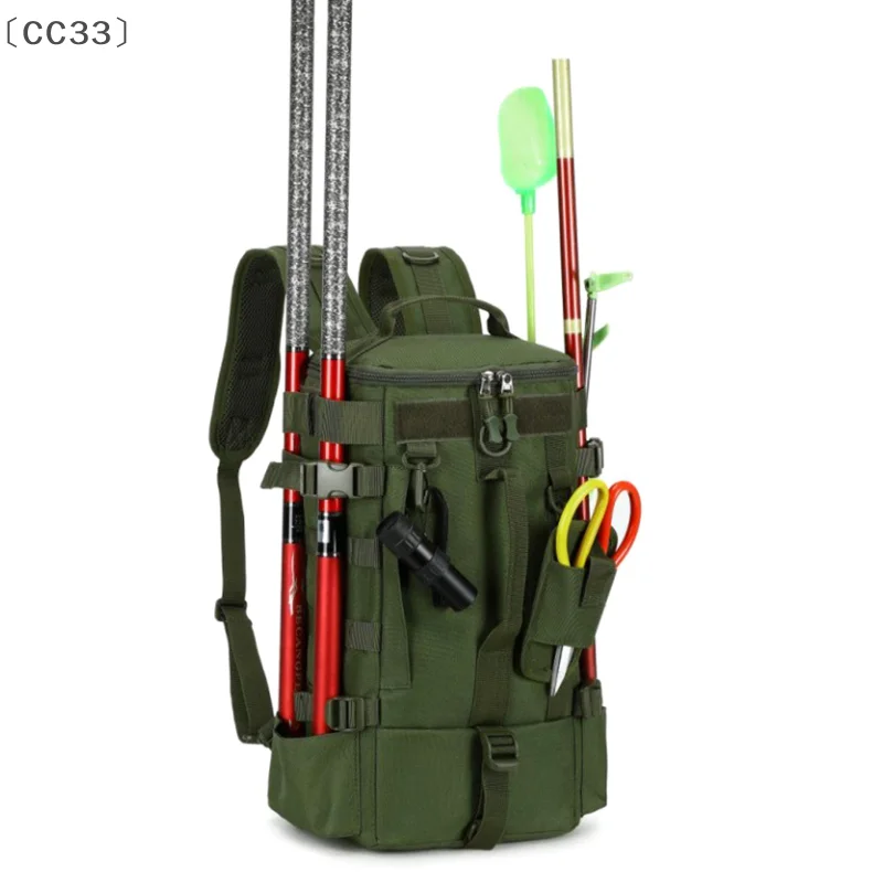

tipoCC33너Тактический рюкзак для рыбалки Сумка для снастей с держателями для удочек Многофункциональная сумка для хранения рыбного снаряжения Molle для кемпинга и пешего туризма
