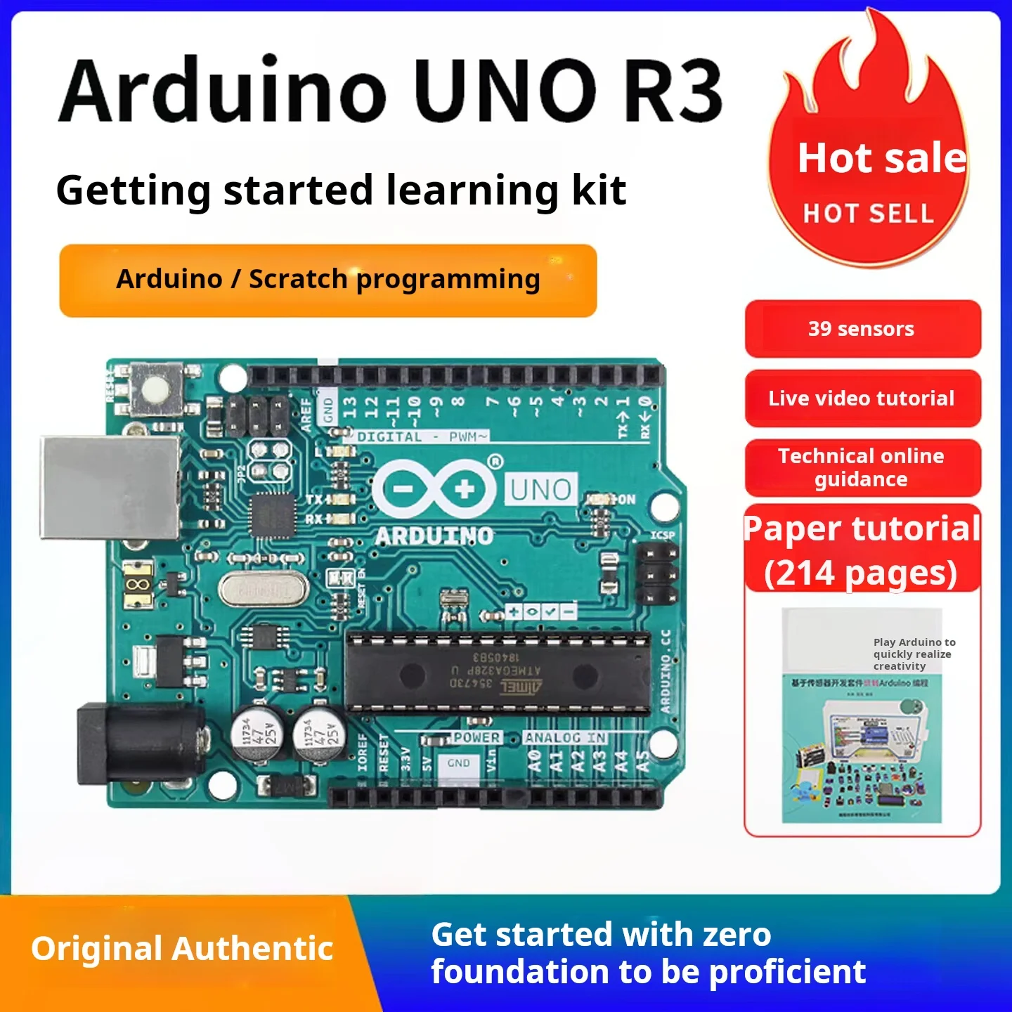 Arduino Uno Starter Kit - Arduino UNO R3 ATmega328P ontwikkelbord starterkit