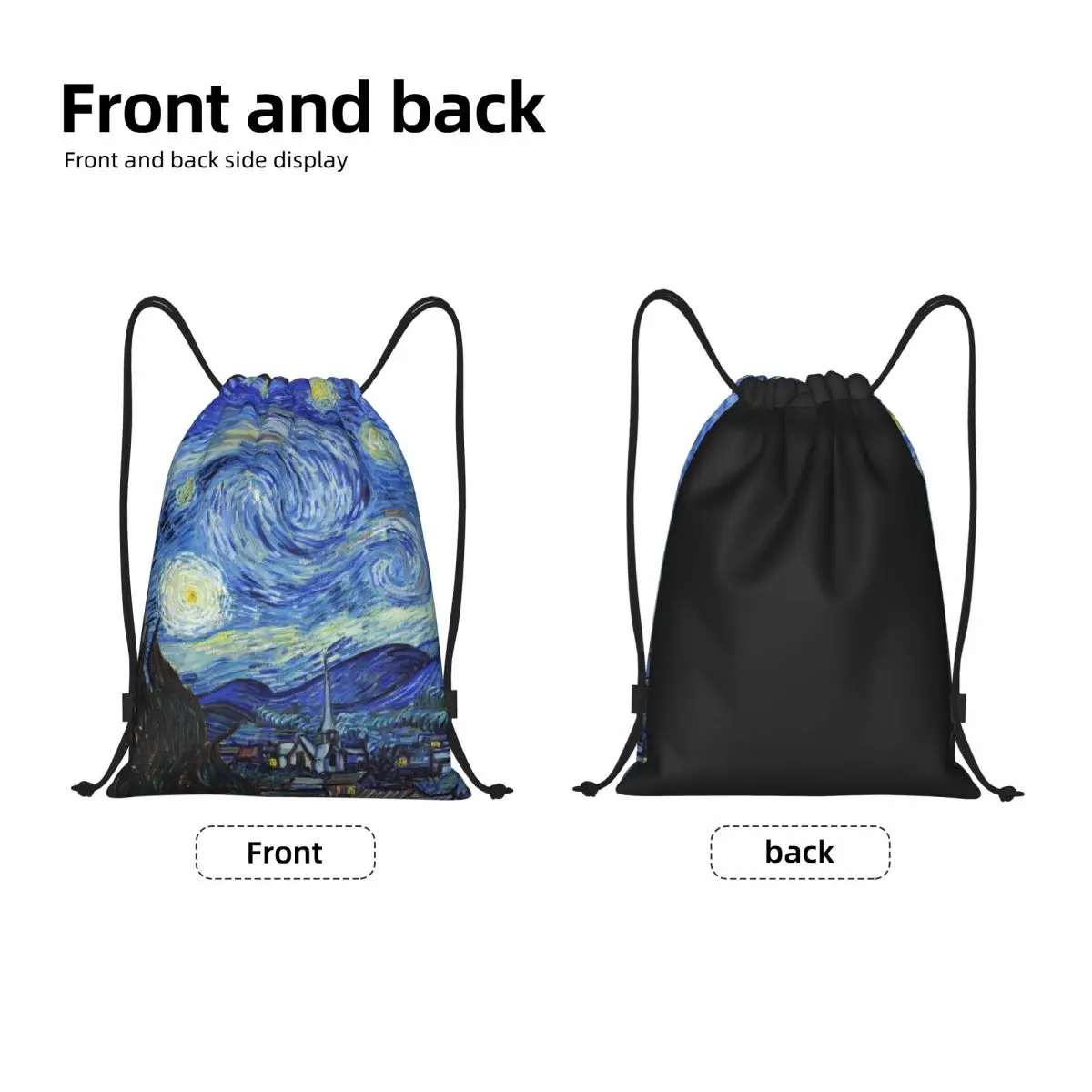 Custom Vincent Van Gogh Starry Night Drawstring Backpack Women Men Gym Sport Sackpack Foldable Art Painting Shopping Bag Sack