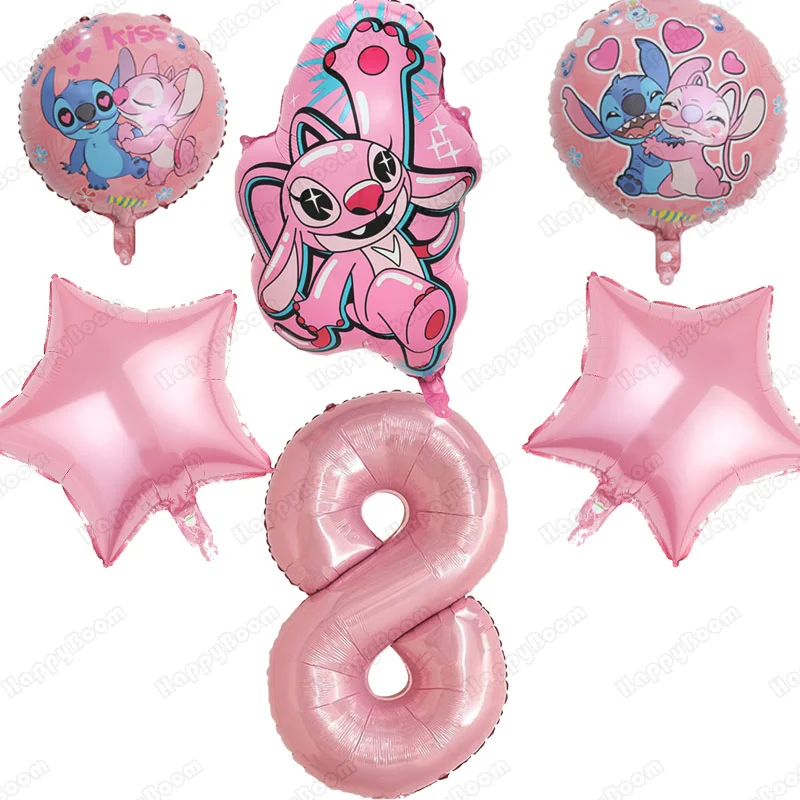 5 قطع بالونات غرزة وردية مقاس 32 بوصة مجموعة بالونات لتزيين حفلات أعياد الميلاد وهدايا الأطفال ومستلزمات الحفلات الكرتونية