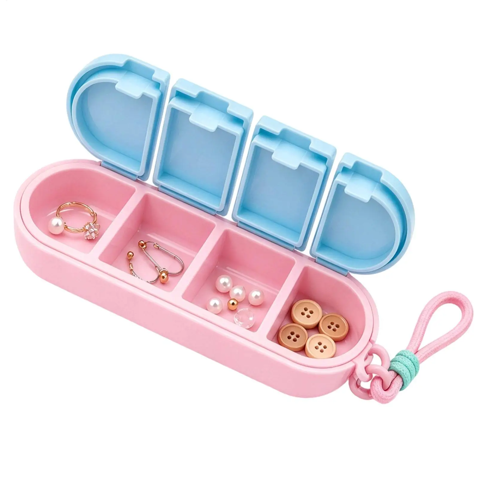 Portable Pill Box 4 Compartment Small Storage Container for Medications Vitamins Supplements Pill Organizer Storage Case