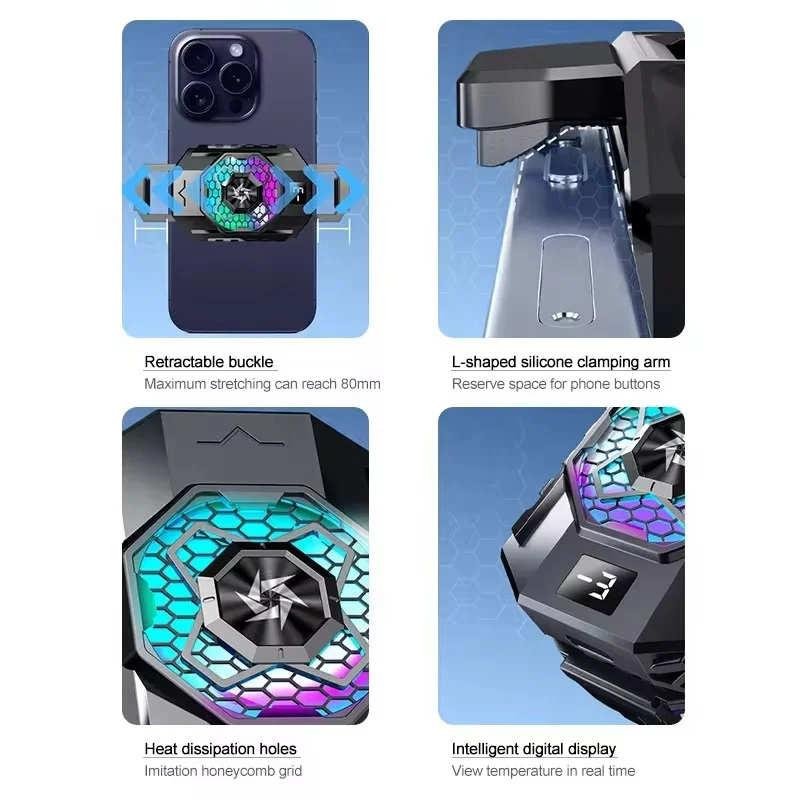 SL31 Mobile phone back clamp radiator TEC cooler with temperature display, cooling fan for iPhone Samsung Android phone games