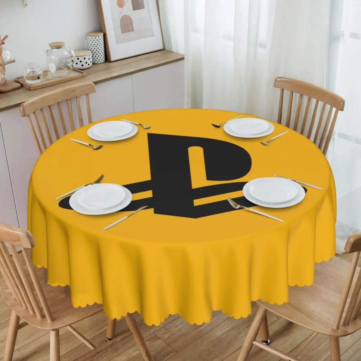 Personalized Round Fitted Playstations Table Cloth Oilproof Tablecloth 60 inches Table Cover for Kitchen Dinning