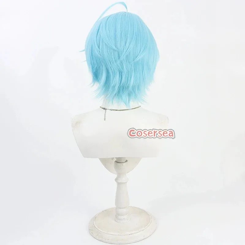 Cosersea Nagisa سمك السلمون المرقط تأثيري الباروكات الظاهري YouTuber Nagisa سمك السلمون المرقط 30 سنتيمتر قصيرة مستقيم الضوء الأزرق الرجال شعر مستعار مقاومة للحرارة