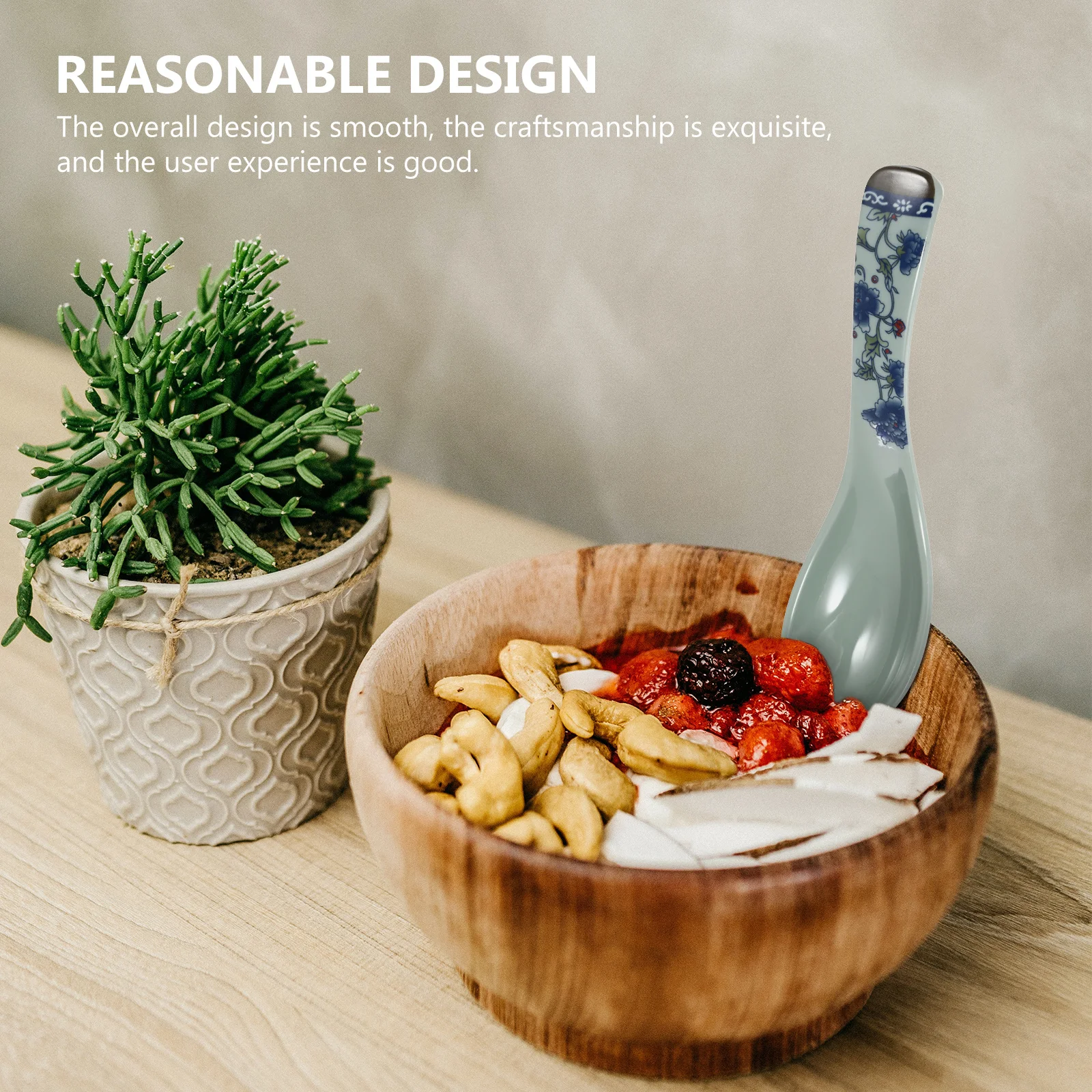 

6Pcs High Quality Melamine Soup Spoons Simple Stylish Design Comfortable Feel Lightweight Multipurpose for Home Restaurant