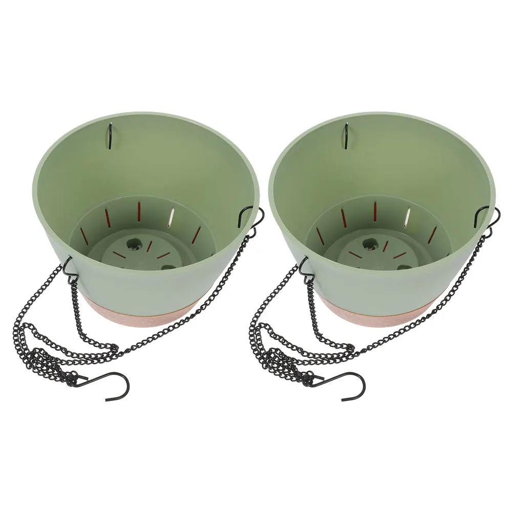 

2pcs Hanging Plant Pot Set Garden Balcony Indoor Outdoor Use Sturdy Pp Iron Hanging Planters With Hooks Durable Easy Install For