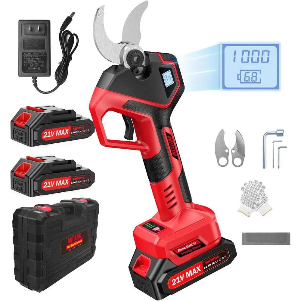 

(Оновленная версия) Электрические секаторы, диаметр резака 2 дюйма (50 мм), бесщеточный двигатель, аккумуляторные секаторы со светодиодным диском