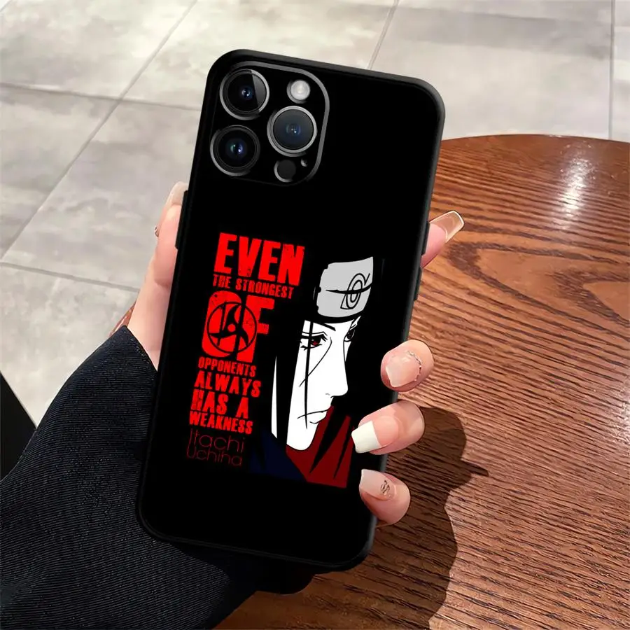 حافظة لهاتف آيفون XS Max XR 13 12 11 17 Pro Max 7 8 17Air 15 16 14 Plus غطاء هاتف ناعم أسود أنيمي N-Narutos