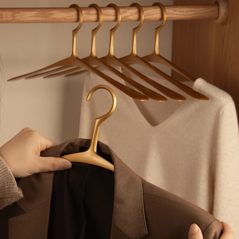 1pc Luxury Gold Clothes Hanger Solid Aluminum Alloy Coat Hangers Clothing Display Hanging Racks Home Wardrobe Storage Organizer