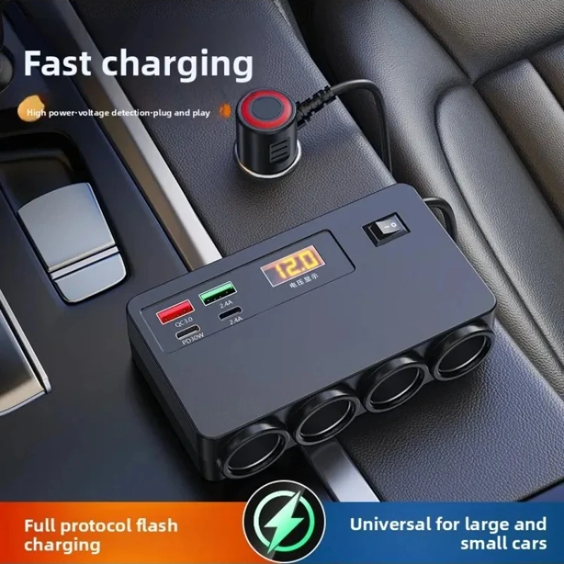 New 8 in 1 Car Fast Charger with Voltage Display USB PD QC3 0 Quick Charge 12 24V Independent Switches for IPhone Samsung