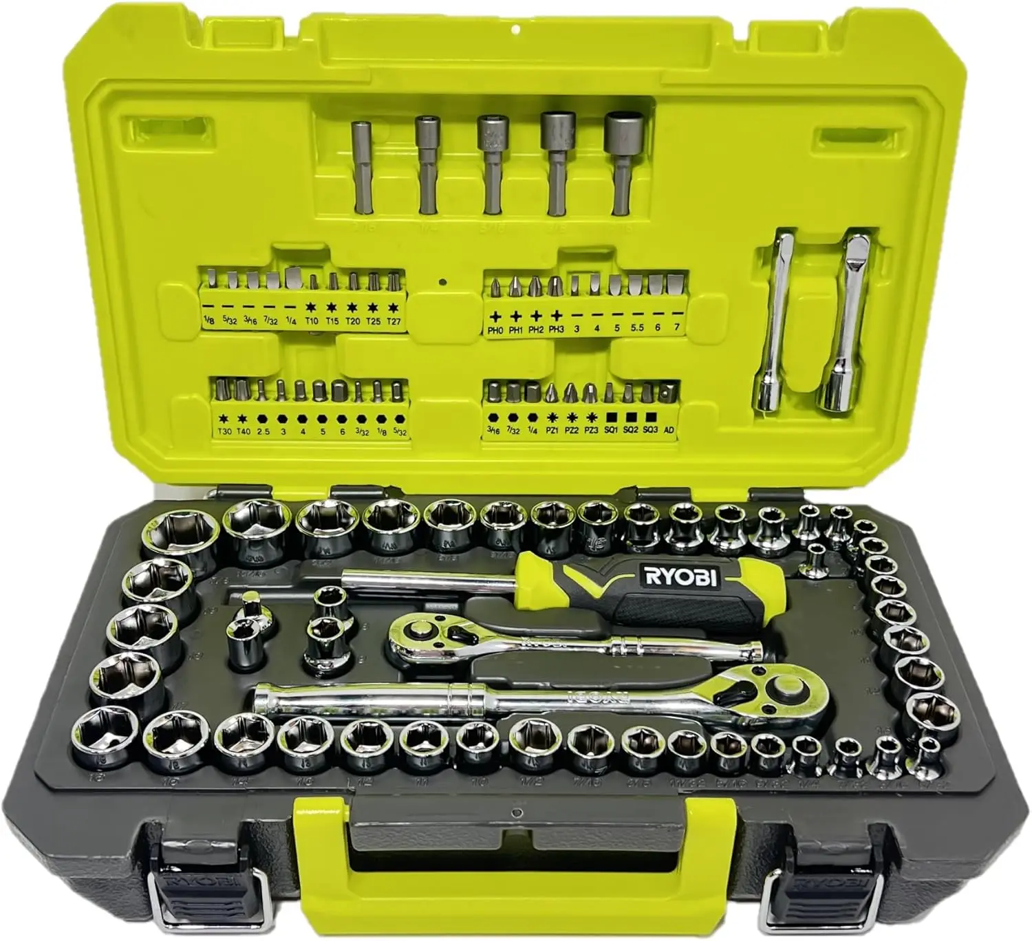 

97-Piece 1/4" & 3/8" Drive Mechanics Tool Set - 6 Point Sockets, Quick Release Ratchet
