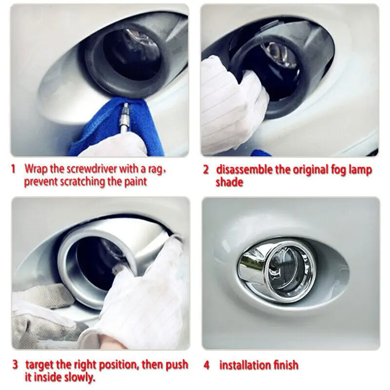 2 قطعة الوفير الضباب ضوء غطاء المصباح المحيطي كروم المملكة المتحدة الجبهة الضباب غطاء خفيف الحواف مصباح الزخارف لفورد فوكس Mk3 2011-2014 #6