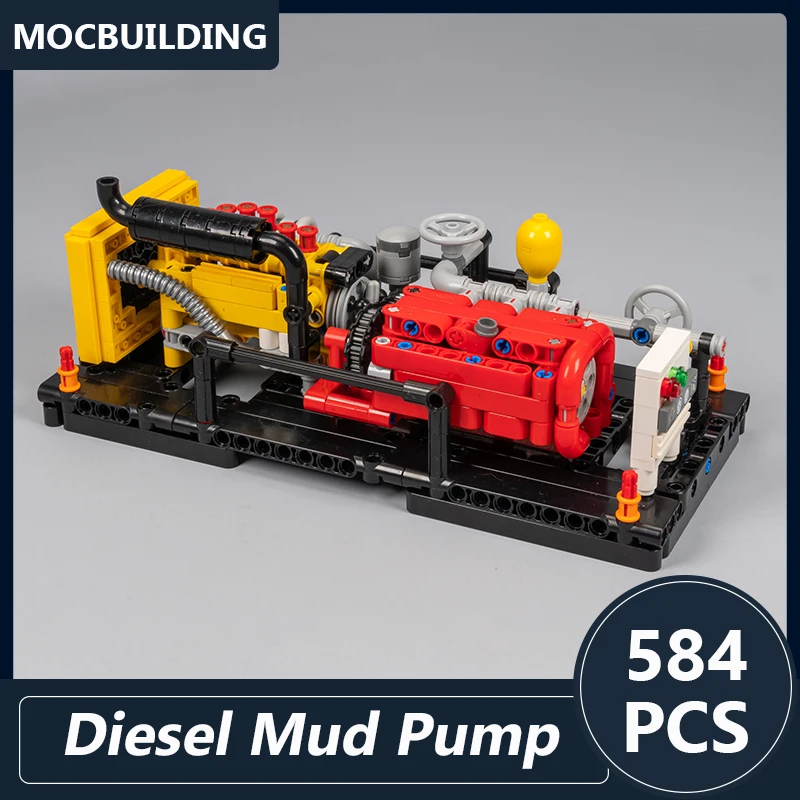 Diesel Mud Pump Model Moc Building Blocks DIY Assembled Bricks Creative Educational Display Toys Collection Xmas Gifts 584PCS