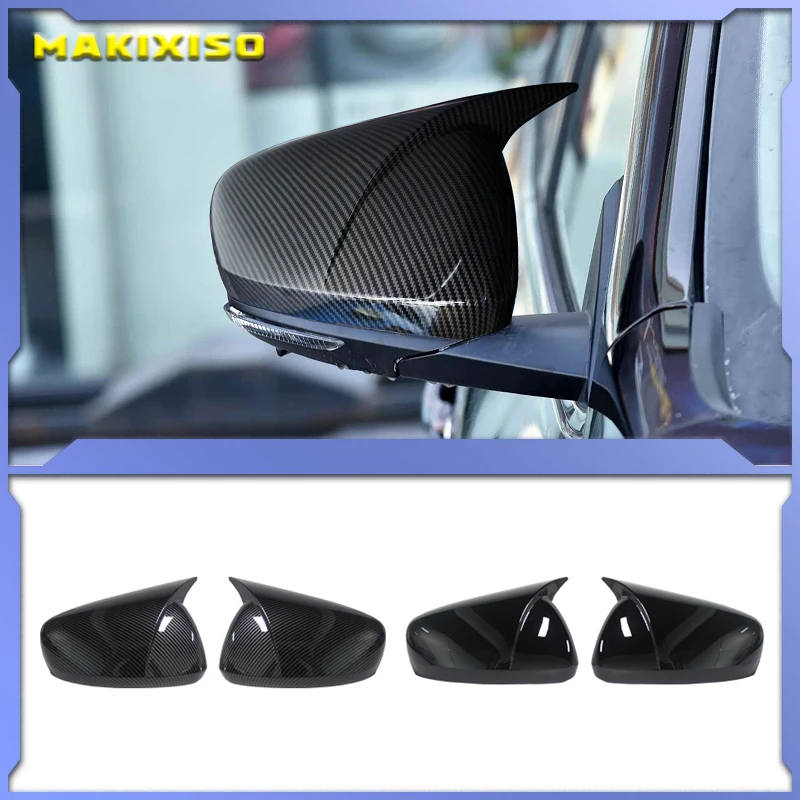 Horn Shape ABS Carbon Fiber Rear View Side Mirror Cover Rearview Caps For Renault Koleos MK2 HC For Samsung QM6 2017-2023