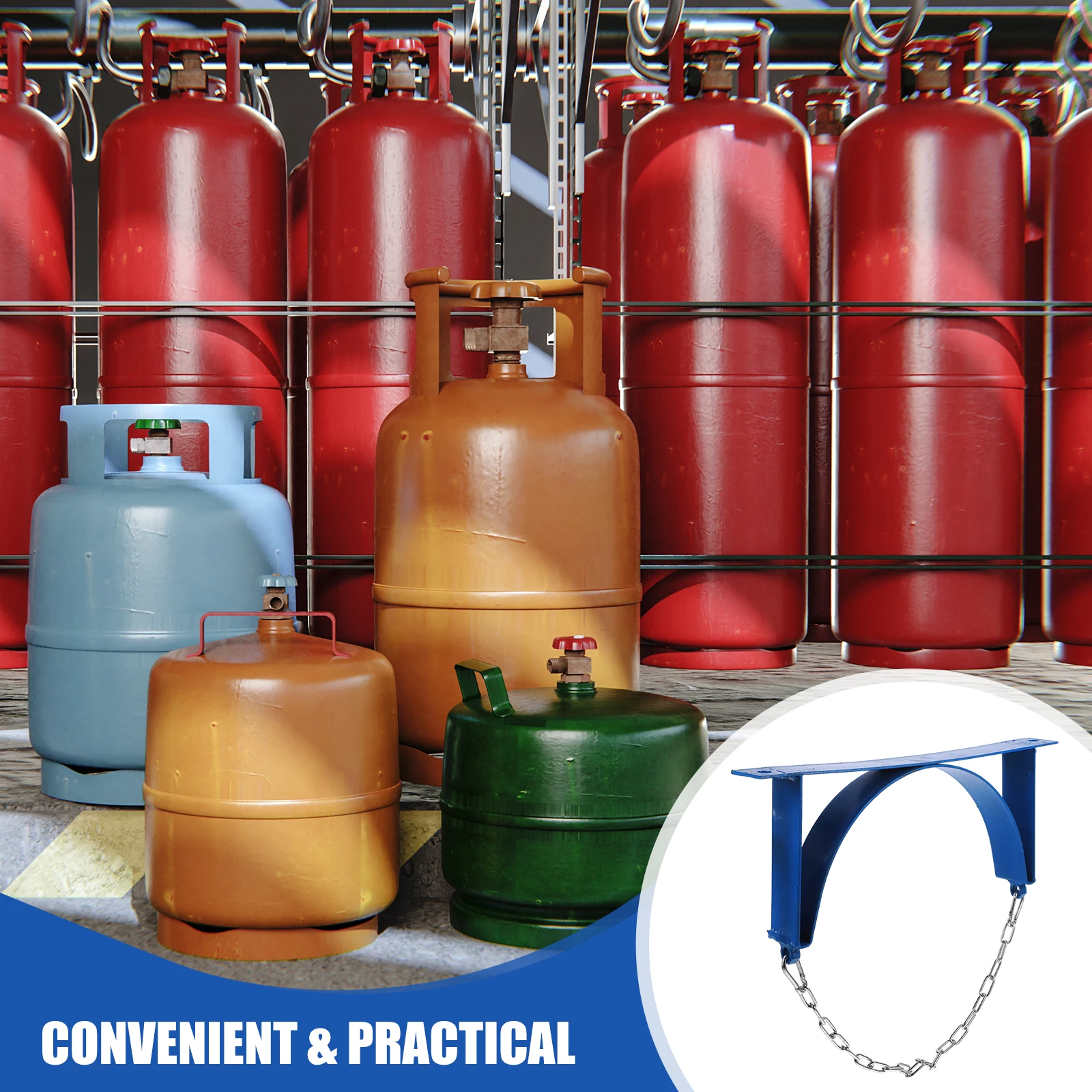 

Heavy Duty Propane Tank Holder Gas Cylinder Bracket Wall Mounted Gas Tank Use Strong Iron Material One Piece