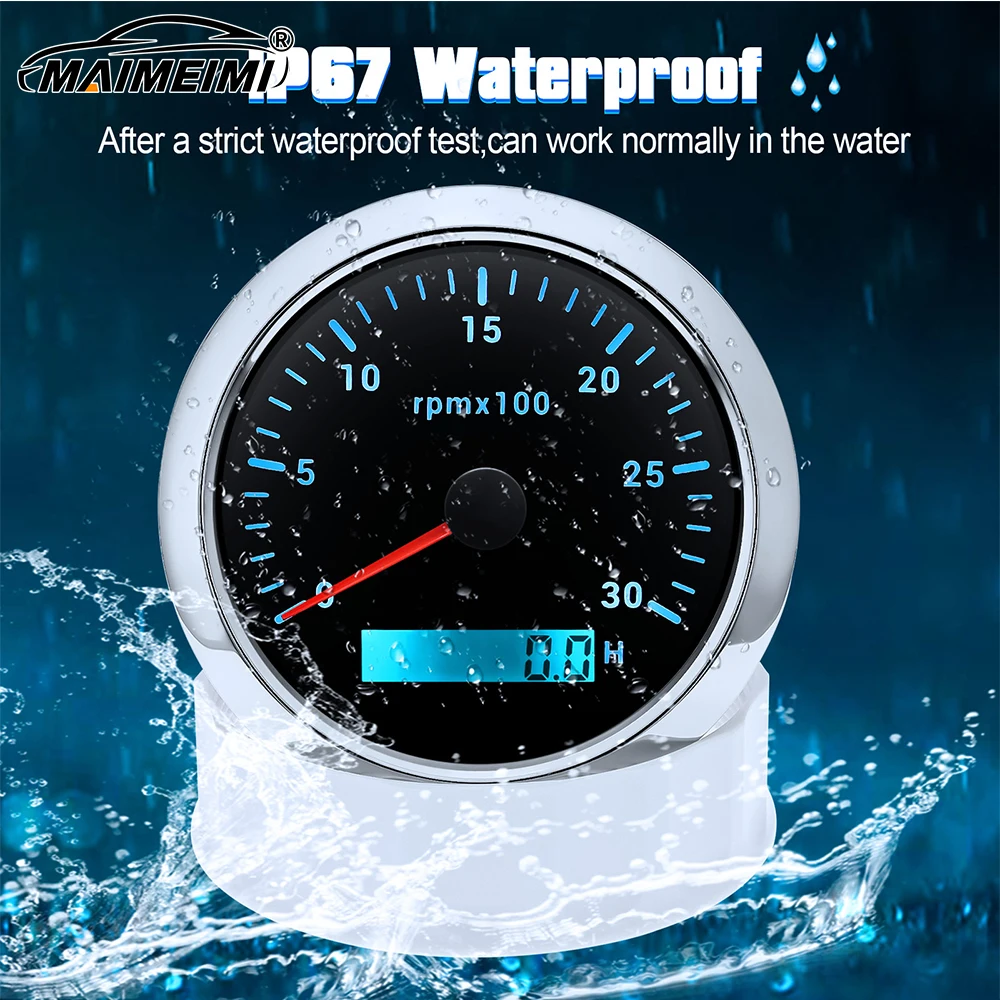 

Тахометр 3000 4000 6000 8000 об/мин, 85 мм, цифровой датчик оборотов, 7 цветов, подсветка с ЖК-изметром часов для автомобиля, морской лодки, яхты, автофургона