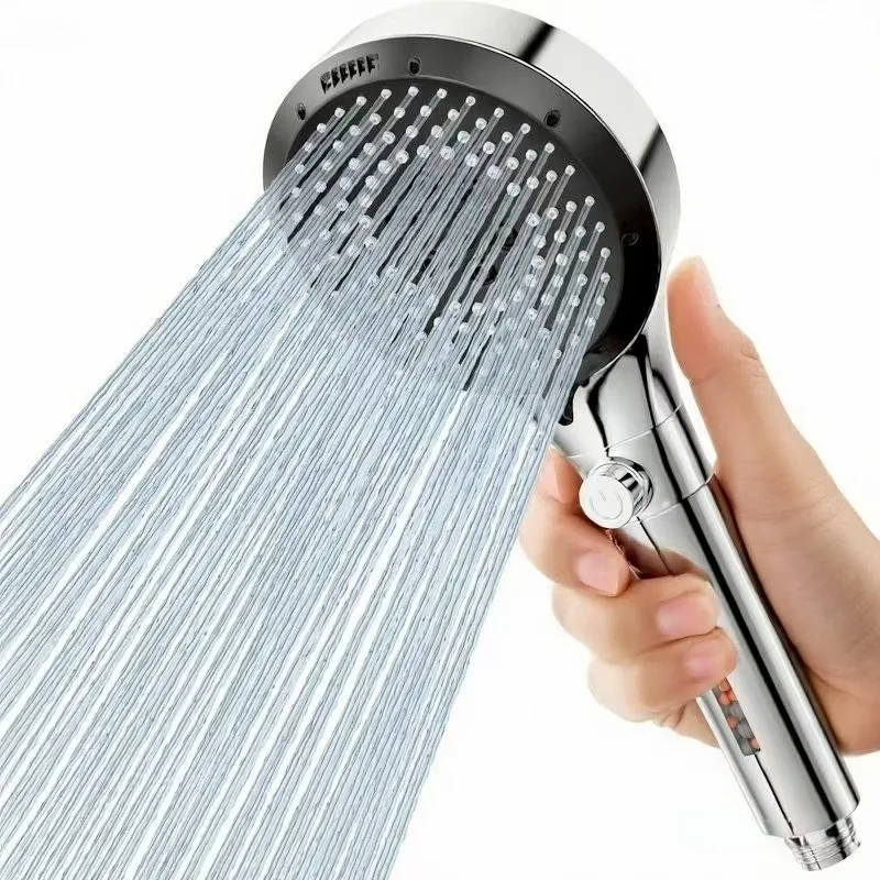 

High Pressure Filtered Shower Head 6 Spray Modes With ON/OFF Switch Button Anti-Clog Nozzles Handheld Shower Head For Bathroom