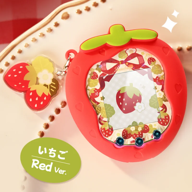 Hot Tamagotchi Uni Pet Machine Custodia protettiva Cover in silicone Morbida fragola Adesivi gratuiti Ciondolo Cartoon Cute Girl Gift