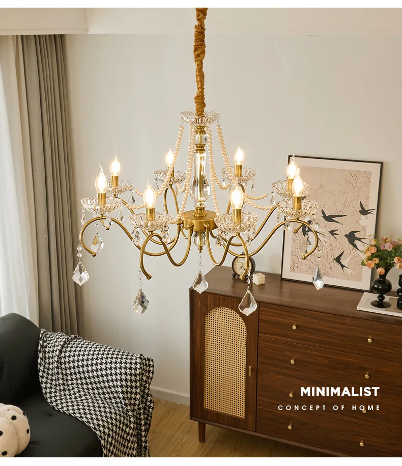 American Crystal LED Chandelier Living Room E14 Pendant