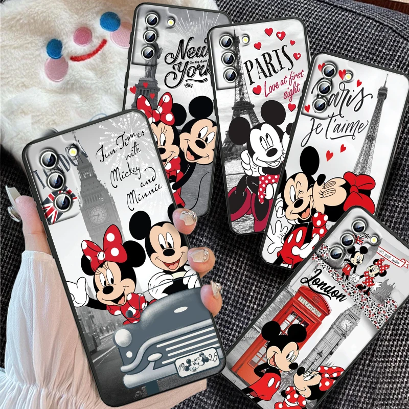 

Disney Paris Minnie Mickey For Samsung Galaxy S24 S23 S22 S21 S20 FE S10 S10E Plus Ultra Pro Lite 5G Black Cover Phone Case