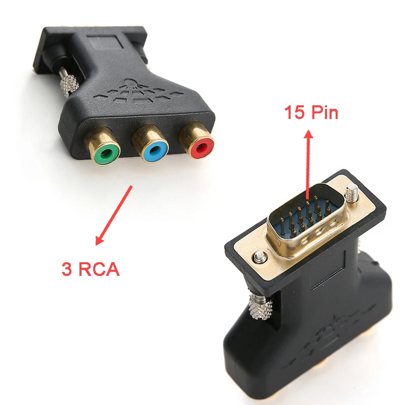 High-Quality VGA to RCA Adapter 3RCA Video Female To HD 15 Pin VGA Converter Style Component Video Jack Adapter Connector