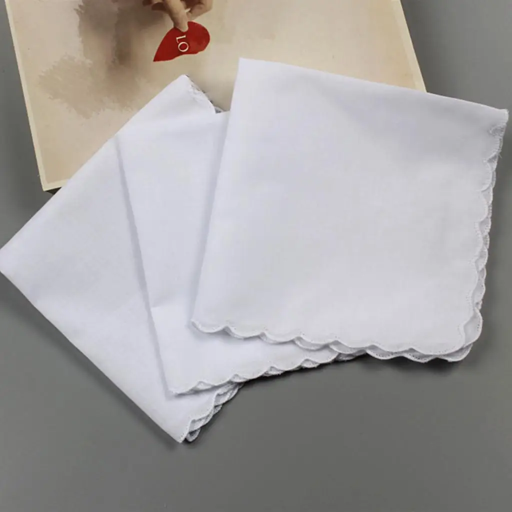 6x Cotton Hanky ​​Diy Blank Handkerchiefs White Hankie Kerchief for Wedding Eating Food Wiping Sweat Exercise Rub the Glass