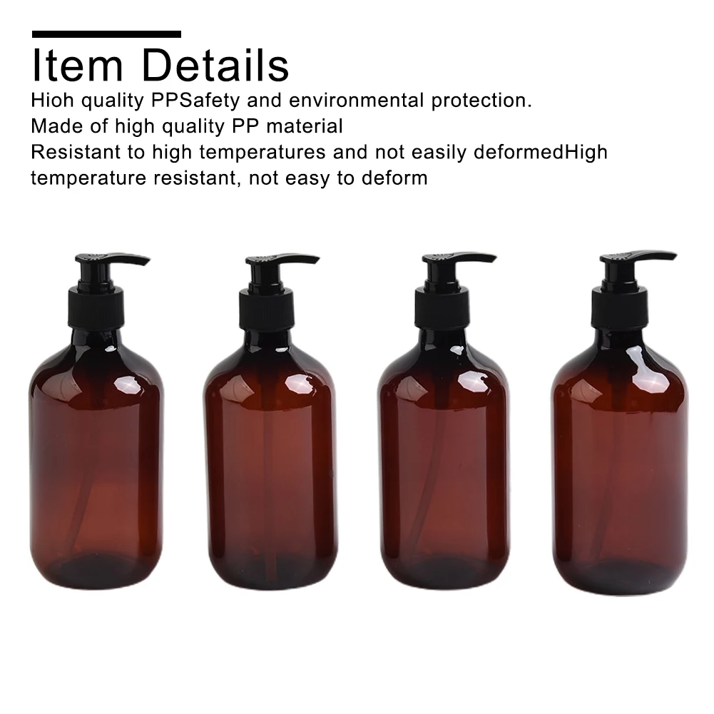 4PCS 500ml Bathroom Soap Dispenser Reusable Hand Pump Dispenser Bottle Bathroom Shower Gel Shampoo Refillable Bottle Container