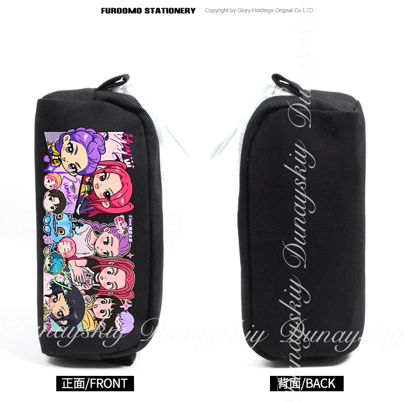 KPop Demon Hunters película Zoey Rumi Mira dos estilos blanco negro una estuche para lápices caja de papelería de gran capacidad disfraz de Cosplay individual