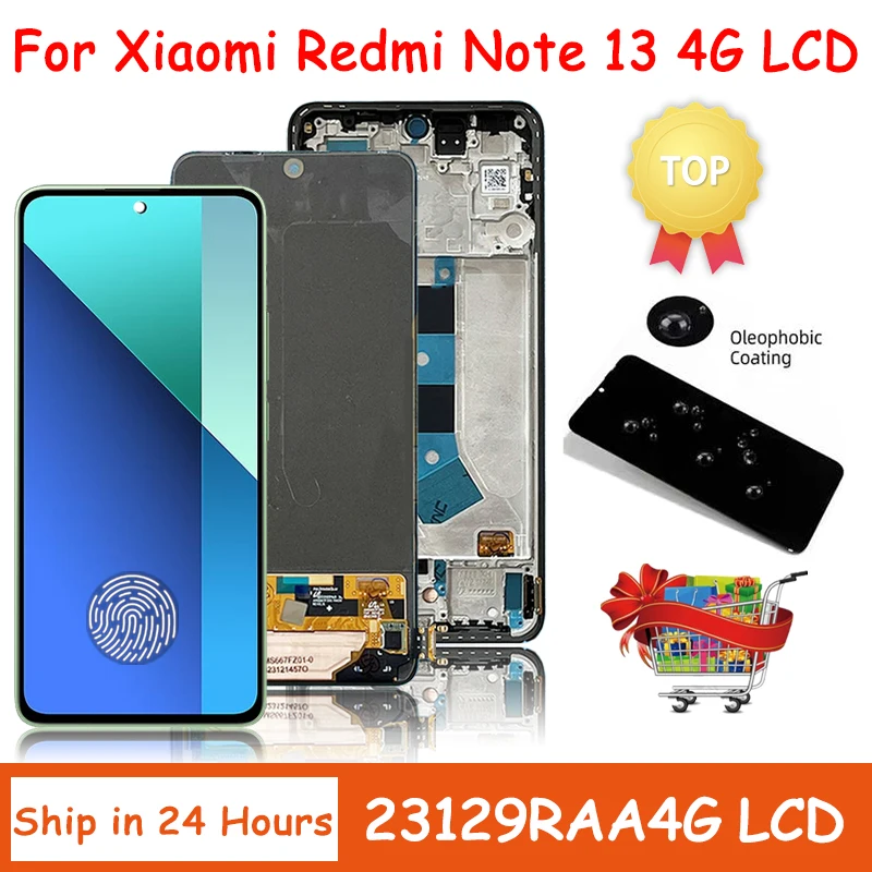 6.67“AMOLED For Xiaomi Redmi Note 13 4G 23129RAA4G 23124RA7EO LCD Note13 Display With frame Touch Screen Digitizer Assembly