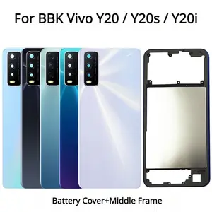 Bilashmart Back Cover BBK Vivo Y20 Y20s Y20i Battery Cover Middle Frame Rear Door Housing Case with Camera Lens Side Keys New