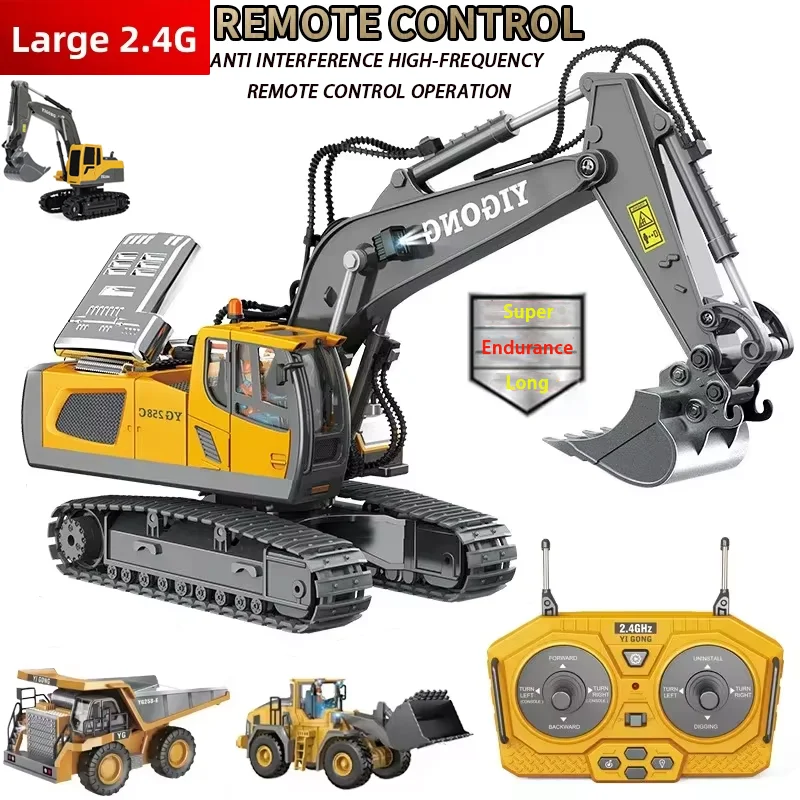 New RC Excavator Remote Control Alloy Truck 2.4G RC Crawler Engineering Vehicle Truck Radio Control Dump Truck Children Gift Toy